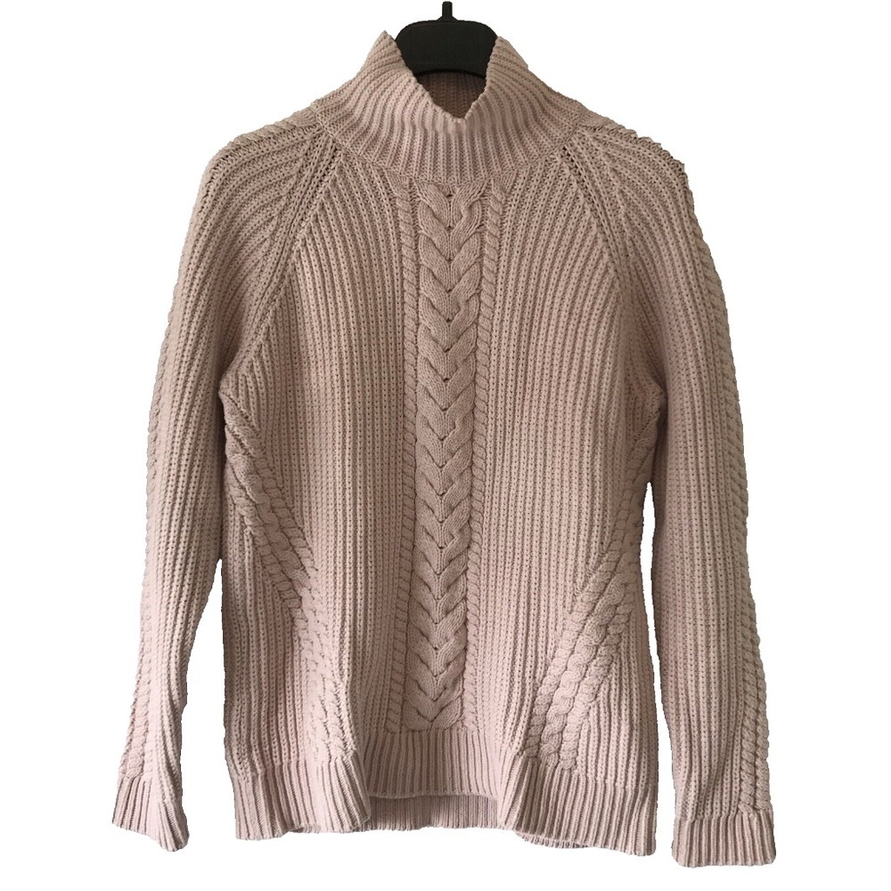 Lululemon Bring The Cozy Turtleneck Sweater Sz 8 Misty Pink Cable Knit NWOT